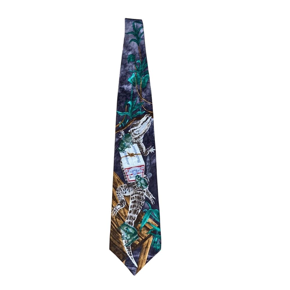 Vintage Budweiser Frogs Tie 90s Silk Novelty Anheuser Busch USA 58"x4"